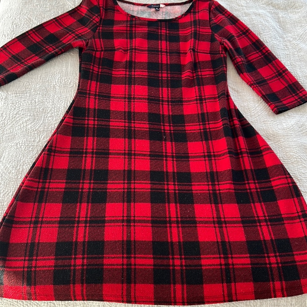 Buffalo plaid mini dress